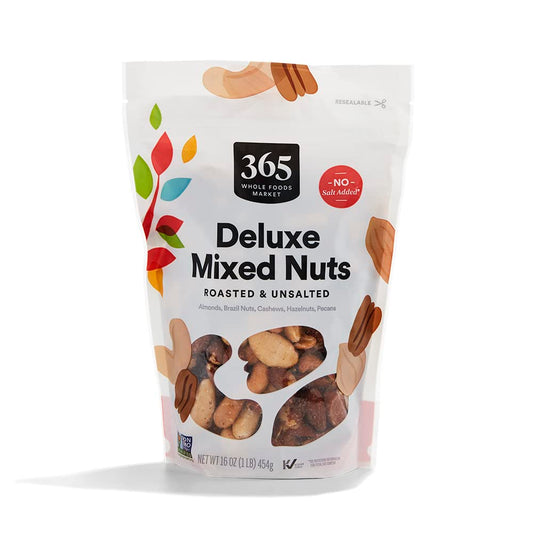 365 by Whole Foods Market, Unsalted Deluxe Mixed Nuts, 16 Ounce
