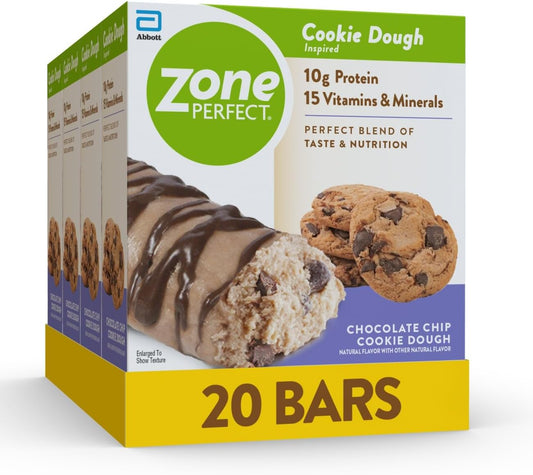 ZonePerfect Protein Bars | 10g Protein | 15 Vitamins & Minerals | Nutritious Snack Bar | Chocolate Chip Cookie Dough | 20 Bars
