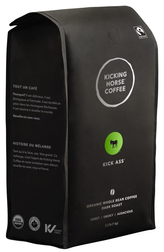 Kicking Horse Coffee, Kick Ass, Dark Roast, Whole Bean, Certified Organic, Fairtrade, Kosher Coffee, 2.2 Lb, 35.2 Ounce
