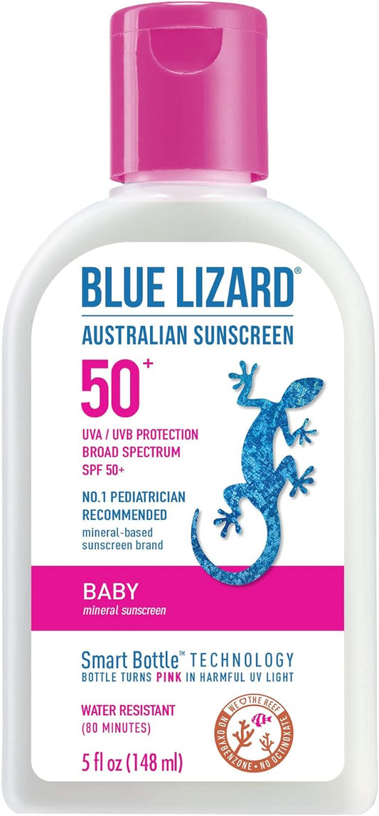 Blue Lizard Baby Mineral Sunscreen with Zinc Oxide, Water Resistant, UVA/UVB Protection with Smart Technology - Fragrance Free, Unscented, SPF 50 - 5 Fl Oz...
