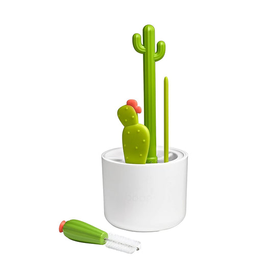 Boon Cacti Bottle Cleaning Brush Set - Includes Bottle Brush, Nipple Brush, Detail Brush, and Straw Brush - Baby Bottle Brush Set for Bottle Drying Rack -...