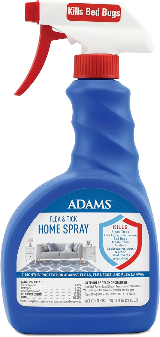 Adams Flea & Tick Spray, Kills Fleas, Flea Eggs, Larvae, Bed Bugs, Ticks, Ants, Cockroaches, Spiders, Mosquitoes And Many Other Listed Nuisance Pests In...
