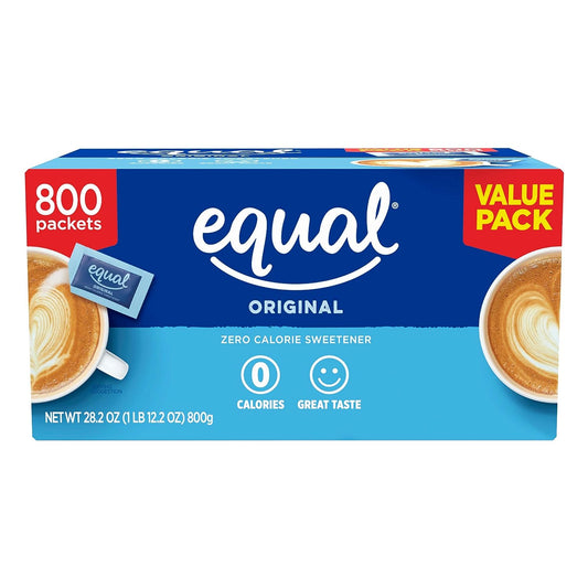 EQUAL 0 Calorie Sweetener, Aspartame and Acesulfame-K Sweetener Packets, Zero Calorie Sugar Alternative, Erythritol Free, 800 Ct (Pack of 1)