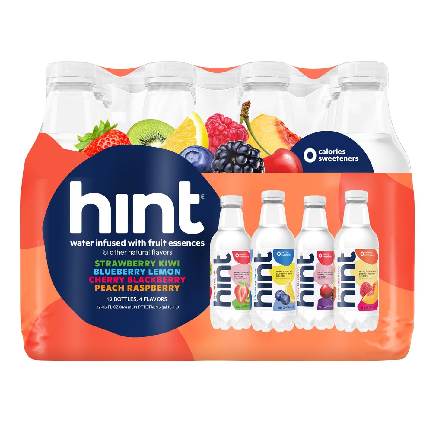 Hint Water Smashup Variety Pack, 3 Bottles Each of: Blueberry Lemon, Cherry Blackberry, Peach Raspberry, and Strawberry Kiwi, Zero Calories, Zero Sugar,...
