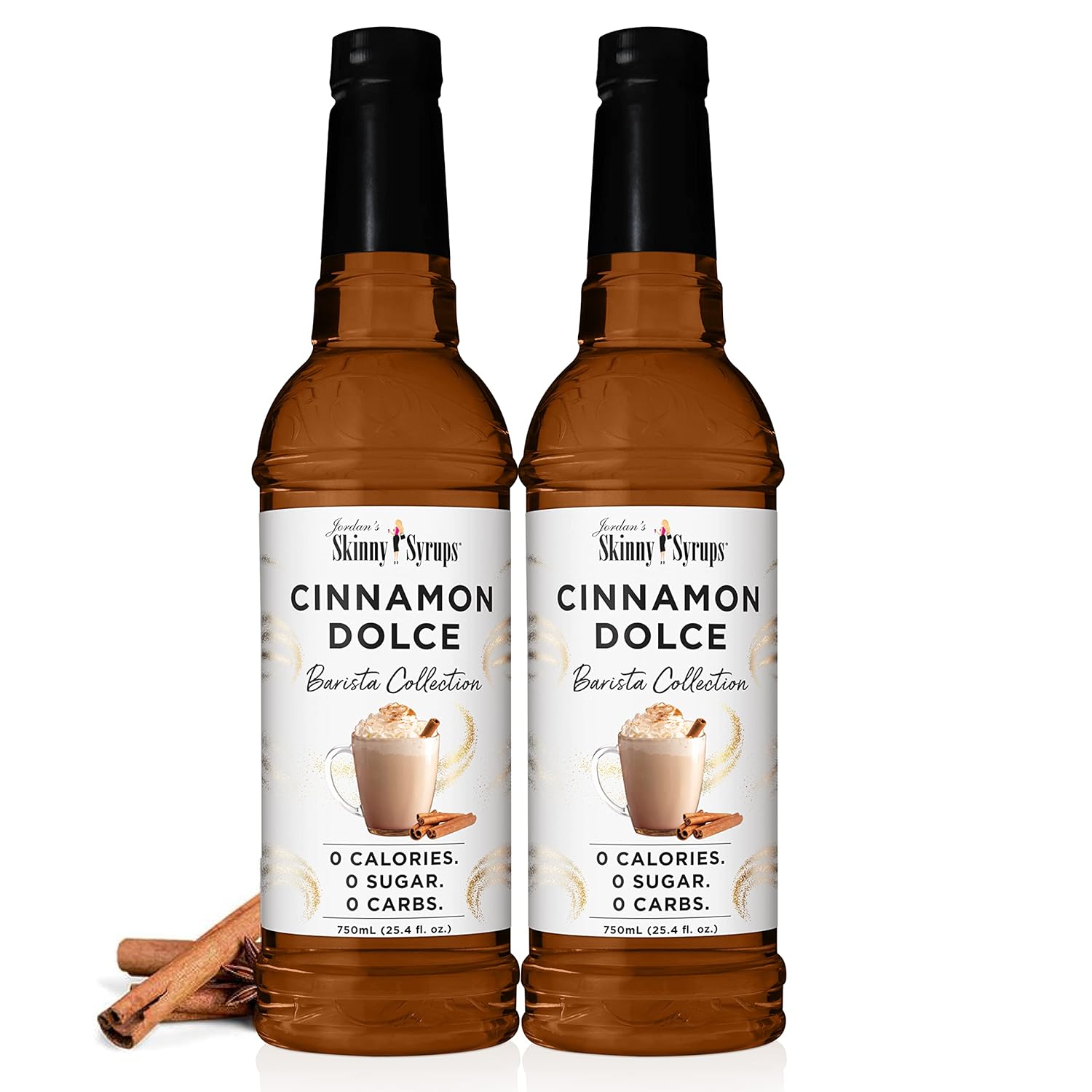 Jordan's Skinny Syrups, Cinnamon Dolce Coffee Syrup, Sugar Free, Zero Calorie Drink Flavoring & Mixes, 25.4 Ounces (Pack of 2)