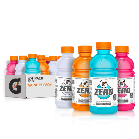 Gatorade Zero Sugar Thirst Quencher, Glacier Cherry Variety Pack, 12 Fl Oz (Pack of 24)
