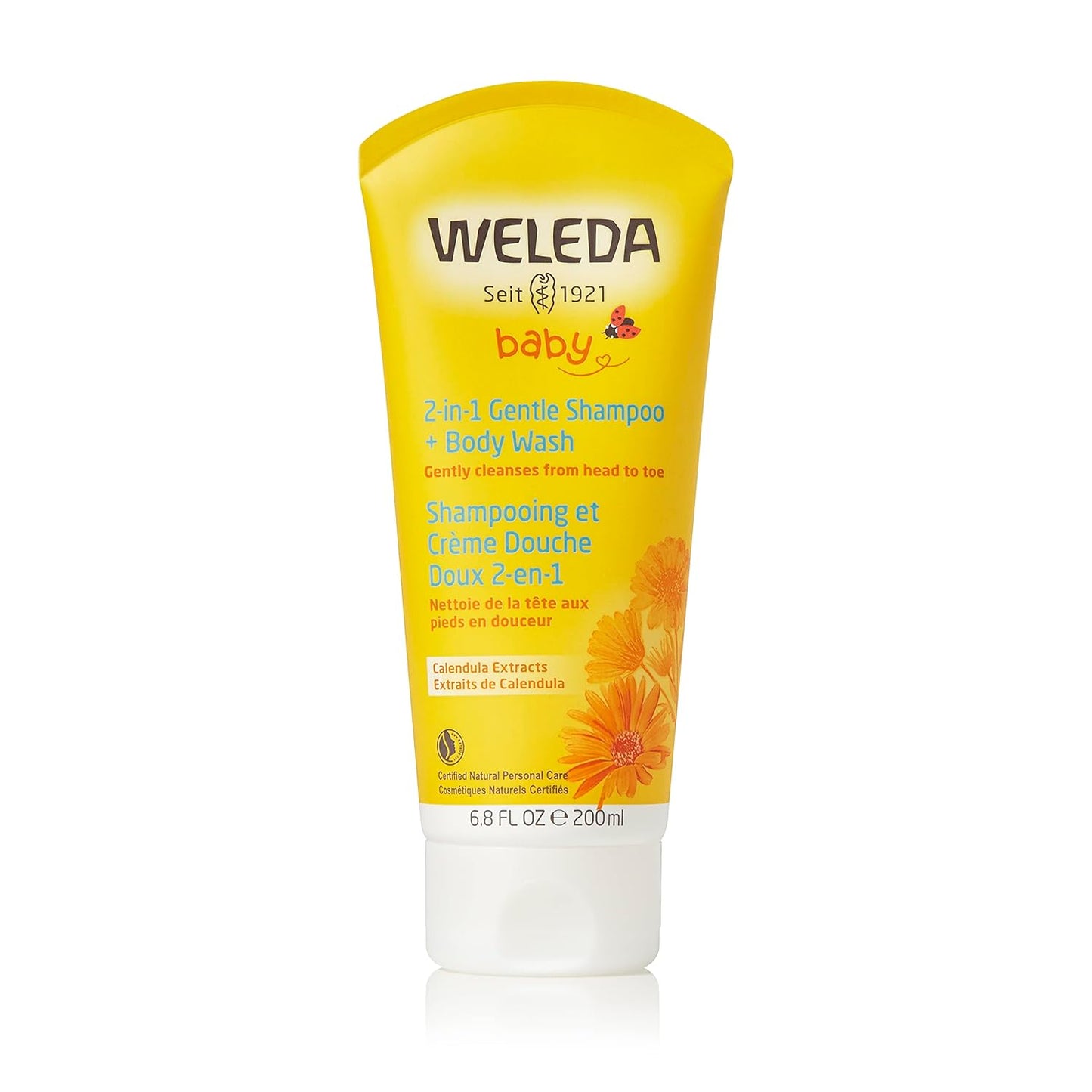 Weleda Baby Calendula 2-in-1 Gentle Shampoo and Body Wash, 6.8 Fluid Ounce, Plant Rich Cleanser with Calendula and Sweet Almond Oil
