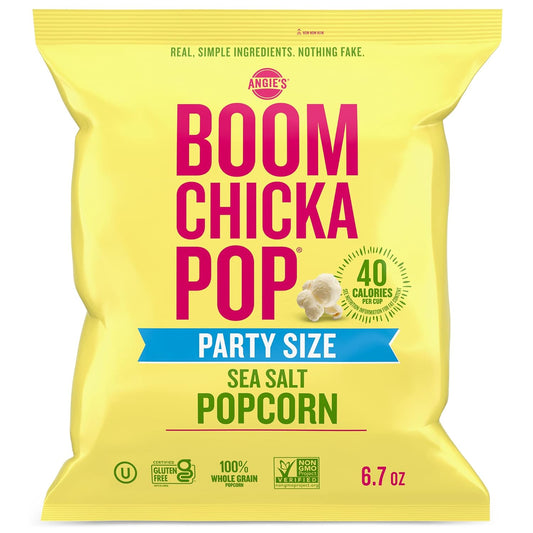 Angie's BOOMCHICKAPOP Sea Salt Popcorn, Gluten Free, Party Size, 6.7 oz.