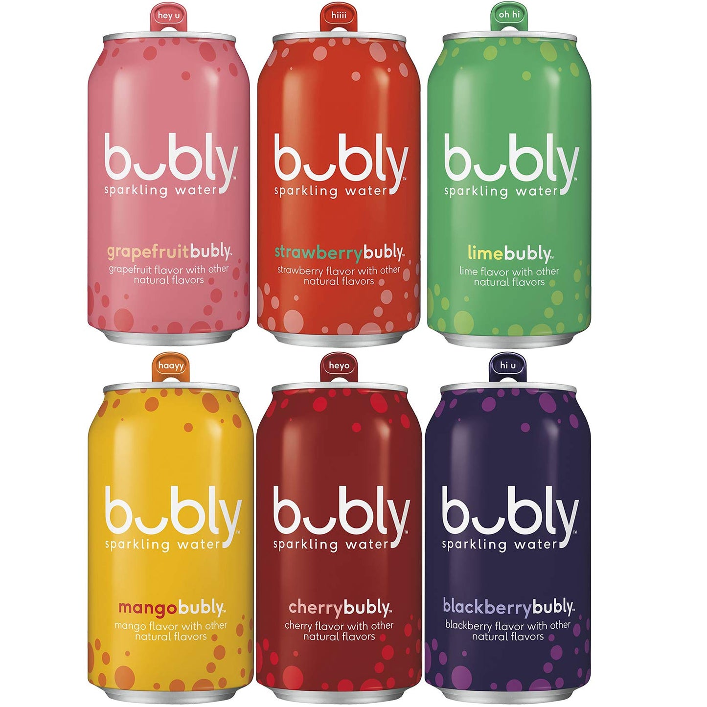 bubly Sparkling Water, 6 Flavor Variety Pack (Blackberry, Lime, Cherry, Grapefruit, Strawberry, Mango), Zero Sugar & Zero Calories, Seltzer Water, 12 Fl Oz Cans (Pack of 18)