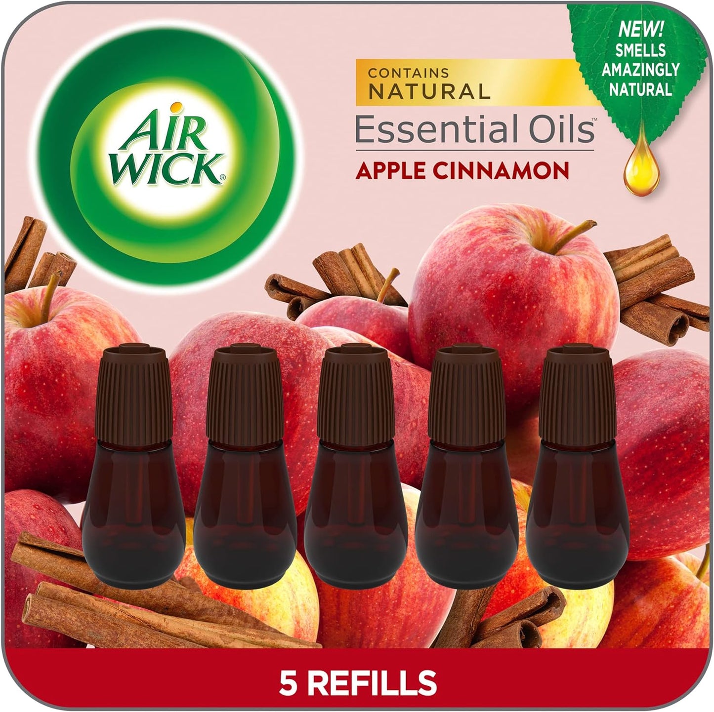 Air Wick Essential Mist Refill, 5 ct, Apple Cinnamon, Essential Oils Diffuser, Air Freshener