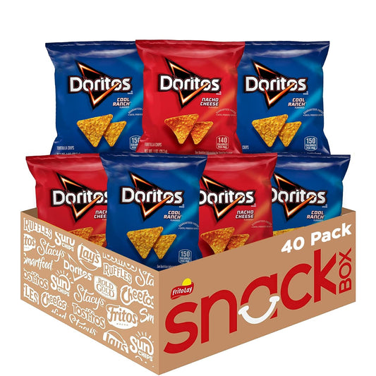 Doritos Flavored Tortilla Chips, Favorites Variety Pack (Nacho Cheese and Cool Ranch), 1 Ounce (Pack of 40)
