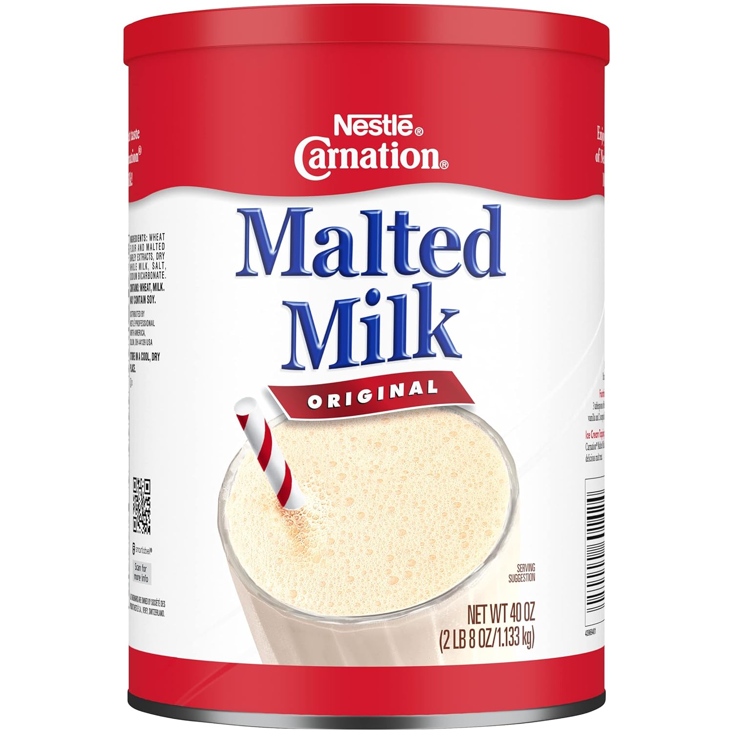 Carnation Malted Milk, 40 Ounce Can (Dry Shelf Stable Malted Milk, Great for Baking, Shakes, Sundaes)