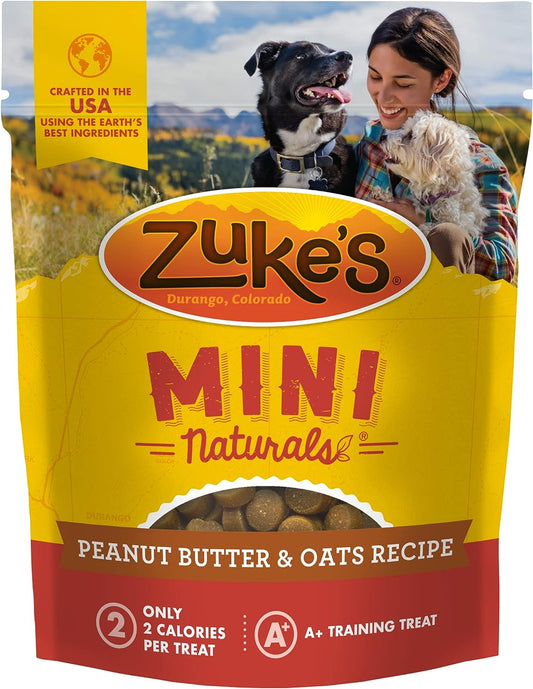 Zuke’s Mini Naturals Soft Chewy Dog Treats For Training Pouch, Natural Treat Bites With Peanut Butter And Oats - 16 oz. Bag