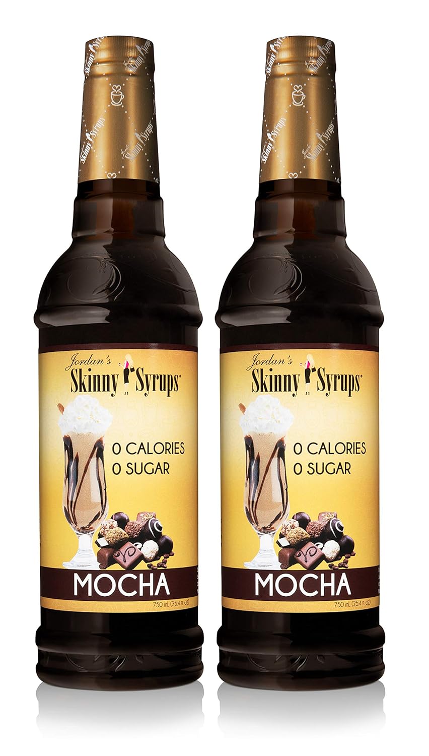 Jordan's Skinny Syrups Sugar Free Coffee Syrup, Mocha Flavor Drink Mix, Zero Calorie Flavoring for Chai Latte, Protein Shake, Food & More, Gluten Free, Keto Friendly, 25.4 Fl Oz, 2 Pack
