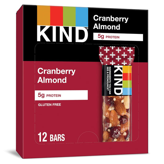 KIND Bars, Cranberry Almond, Healthy Snacks, Gluten Free, 12 Count