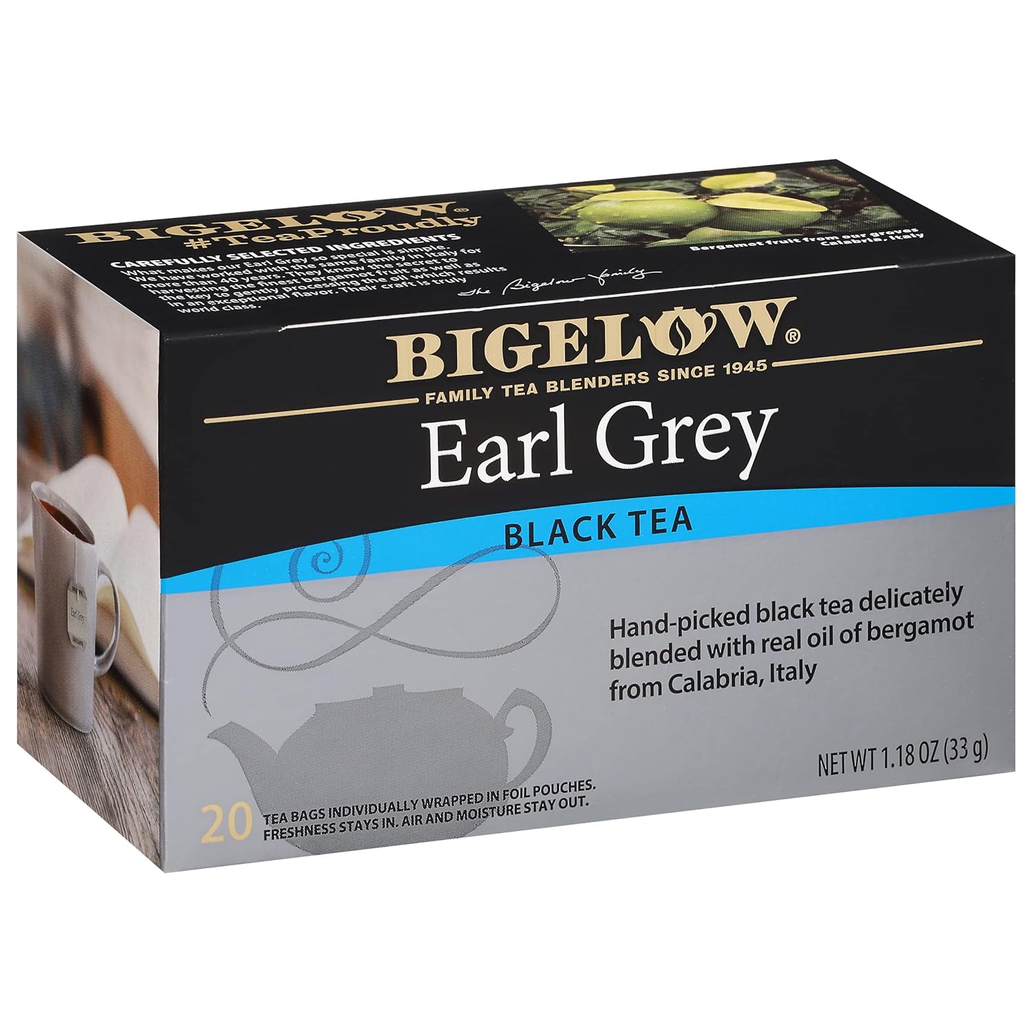 Bigelow Tea Earl Grey Black Tea, Caffeinated Tea, 20 Count Box (Pack of 6), 120 Total Tea Bags