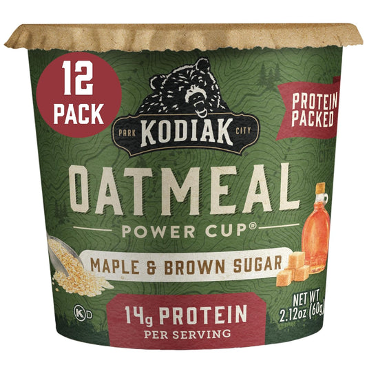 Kodiak Cakes Instant Protein Maple & Brown Sugar Oatmeal in a Cup, 2.12oz (Pack of 12)