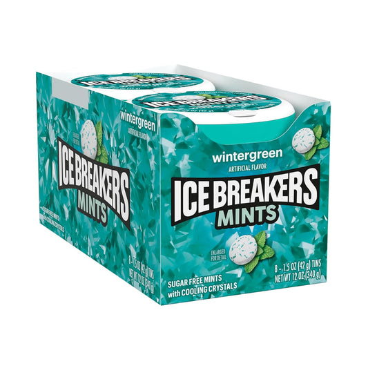 ICE BREAKERS Wintergreen Sugar Free Breath Mints Tins, 1.5 oz (8 Count)
