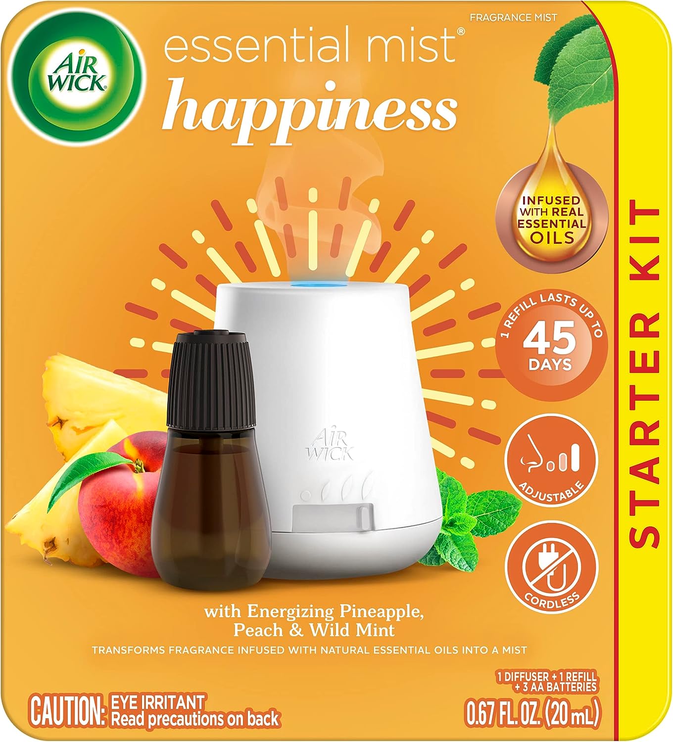 Air Wick Essential Mist Starter Kit (Diffuser + Refill), Joy, Essential Oils Diffuser, Air Freshener