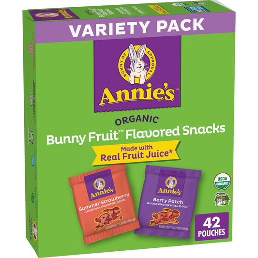 Annie's Organic Berry Patch and Summer Strawberry Bunny Fruit Snacks Variety Pack 42 Count, 29.4oz