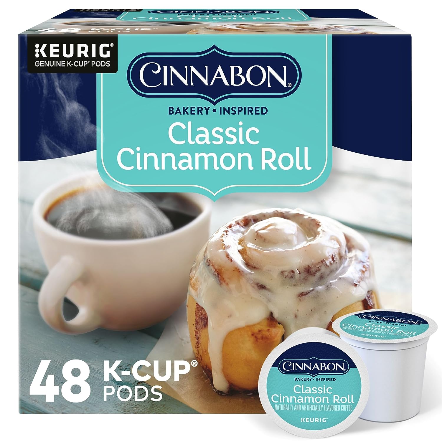 Cinnabon Classic Cinnamon Roll Keurig Single-Serve K-Cup Pods, Light Roast Coffee, 48 Count