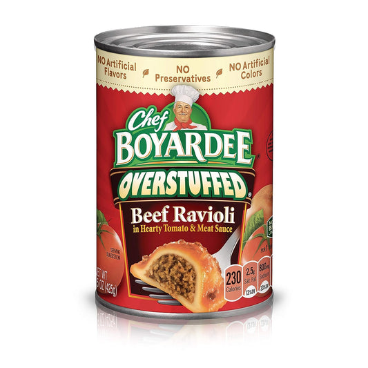 Chef Boyardee Overstuffed Beef Ravioli, 15 oz, 12 Pack
