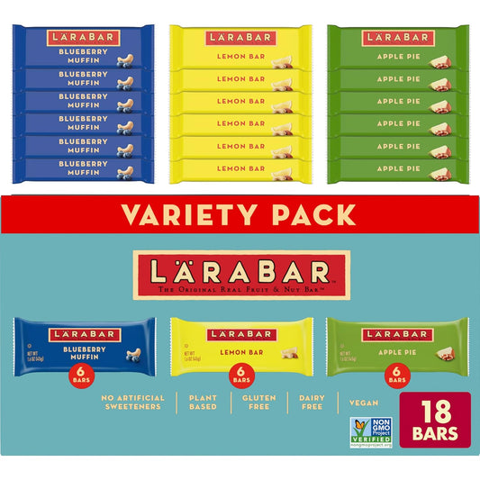 Larabar Variety Pack, Blueberry Muffin, Lemon Bar, Apple Pie, Fruit & Nut Bars, 18 ct