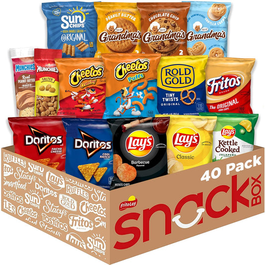 Frito Lay Ultimate Classic Snacks Package, Variety Assortment of Chips, Cookies, Crackers, & Nuts, (Pack of 40) (Packaging May Vary)