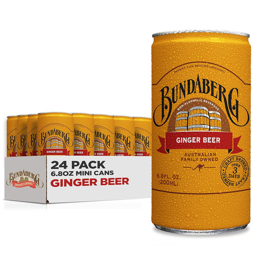 Bundaberg Ginger Beer, 6.8 fl oz Cans, (24 Pack)