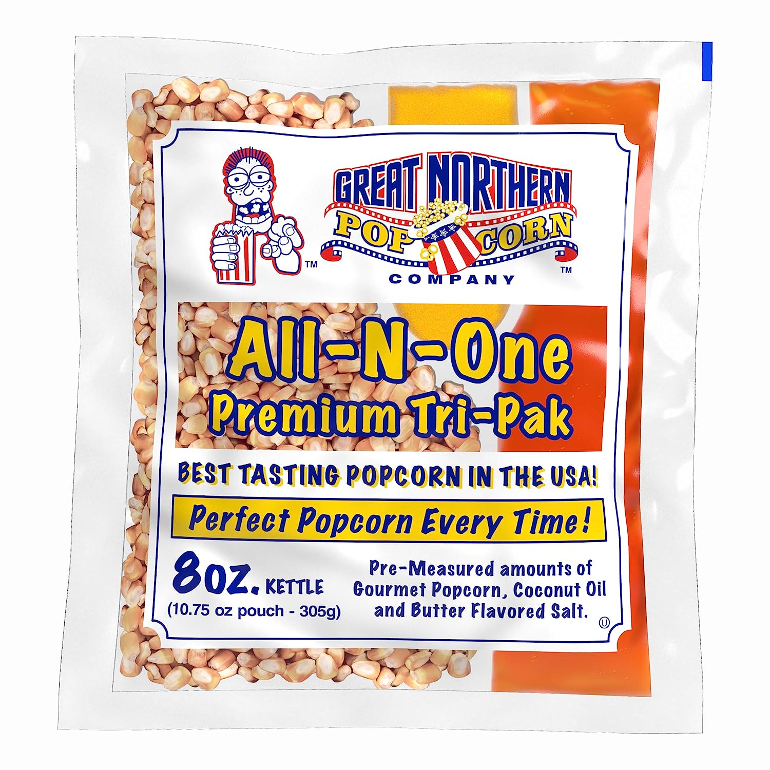 8oz Popcorn Machine Popcorn Packets - All-in-One Movie Theater Style Popcorn Kernels, Salt, and Oil Packs by Great Northern Popcorn (24 Case)