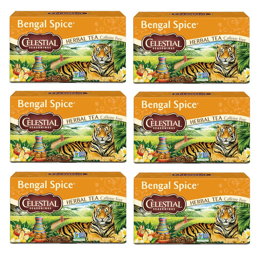 Celestial Seasonings Bengal Spice Herbal Tea, Caffeine Free, 20 Tea Bags Box, (Pack of 6)