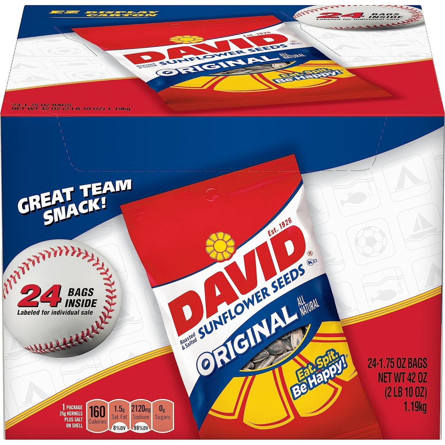 David Original Sunflower Seeds, 1.75 Ounce (24 Count)